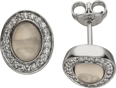 Produktbild von Ohrstecker 925 Sterling Silber 2 Rosenquarze 44 Zirkonia Ohrringe Silberohrringe