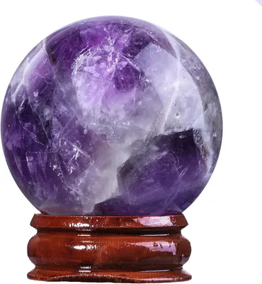 Produktbild von 40 mm große Amethyst-Kristallkugel mit Holzständer, natürliche Edelsteinkugel für Wahrsagerei, Reiki, Meditation, Feng Shui, Hexen- und Wicca-Dekoration
