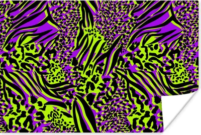 Produktbild von MuchoWow® Poster Tiermuster - Neon - Lila - Grün 60x40 cm - Schlafzimmerdekoration
