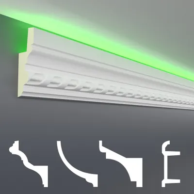 Produktbild von HEXIM LED Stuckleisten Muster - Indirekte Beleuchtung mit Deckenleisten aus PU, leicht & lichtundurchlässig- (20cm LED-5) Stuckprofil Profil