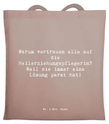 Produktbild von Mr. & Mrs. Panda Shopping Tasche Spruch Heilerziehungspflegerin Lösungpertin - Braun Pastell - Geschenk, canvas, Beruf, Tragetasche, Berufsgestaltung, soziale Teilhabe