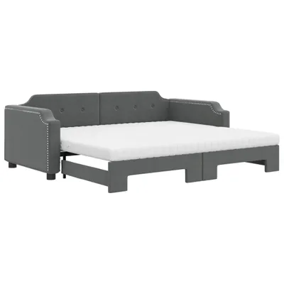 Obrázek produktu pro vidaXL Rozkládací denní postel s matracemi Tmavě šedá 90x190 cm Látka