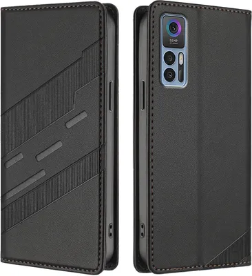 Image de Etui pour TCL 30/TCL 30 5G/TCL 30+, étui portefeuille en cuirPolyuréthaneavec fente pour cartes et fonction stand Schwarz