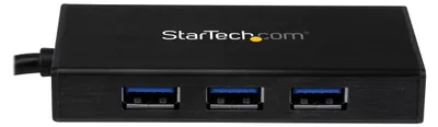 Produktbild von StarTech.com 3-Port USB 3.0 (5Gbps) Hub mit Gigabit Ethernet Adapter aus Aluminium, Kabelgebunden, USB, Ethernet, 5000 Mbit/s, Schwarz