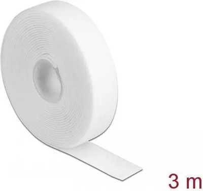 Produktbild von DeLOCK Klettband auf Rolle L 3 m x B 20 mm weiß, Kabelbinder mit Klettverschluss, Weiß, 3000 mm, 20 mm, 1 Stück(e)