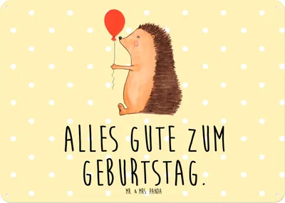 Produktbild von Mr. & Mrs. Panda tafel Igel Luftballon DIN A5 - Gelb Pastell - Geschenk, Schild, Ballon, Wandbild, Magnetschild, Blechschild, Happy Birthday, Geburtstag, Lustige Sprüche