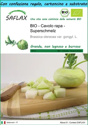Immagine prodotto di SAFLAX Set regalo - BIO - Cavolo rapa - Superschmelz - 20 semi - Brassica