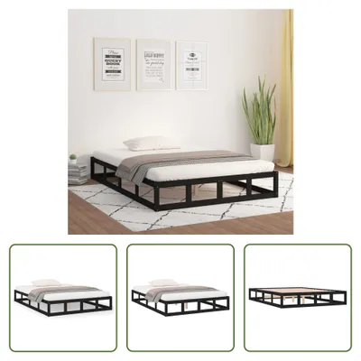 Produktbild von The Living Store Massivholzbett Schwarz 200x200 cm