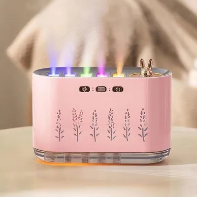 Produktbild von Luftbefeuchter mit 5 Sprühköpfen und kaltem Nebel, Musiksensor und Diffusor mit 20 Farben LED-Licht, 700 ml ätherische Öldiffusor, automatische Abschaltung, Diffusoren und Luftbefeuchter für Schlafzimmer, Büro (rosa)