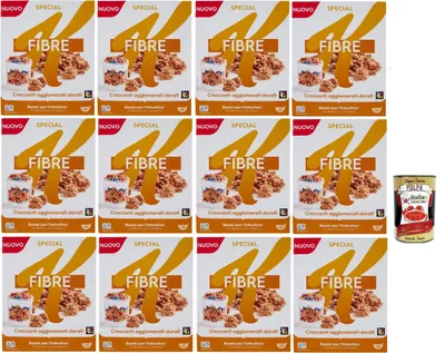 Produktbild von Special K Cereals, Müsli mit Kleie- und Karamellgeschmack, Vollkorn Weizen und Gerste mit Vitaminen und Mineralstoffen, Frühstückscerealien, 12x 360 g + Italian Gourmet polpa 400g