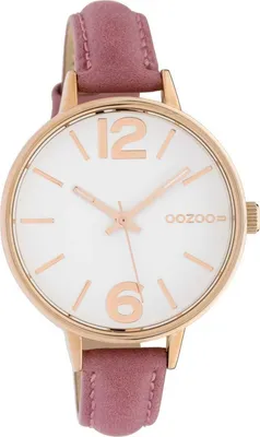 Produktbild von Oozoo Armbanduhr pink Leder Timepieces Damen Analog-Quarzuhr UOC10456