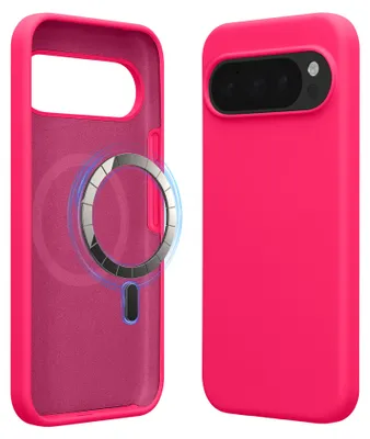 Produktbild von kwmobile Hülle kompatibel mit Google Pixel 10 / Pixel 10 Pro Hülle - magnetisches Silikon Case kompatibel mit MagSafe - Cover gummiert Neon Pink