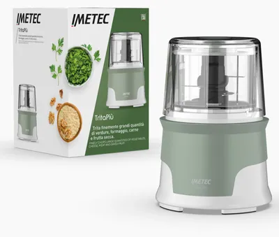 Image de Imetec Tritapio hachoir 4 lames en acier inoxydable grand récipient 600 ml 18 tr / min mode pression 1000 W BPA free Powerful Mixer