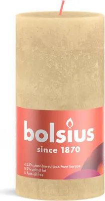 Produktbild von Stumpenkerze - Höhe 13 cm - Durchmesser 6,8 cm - Rustik - Haferbeige