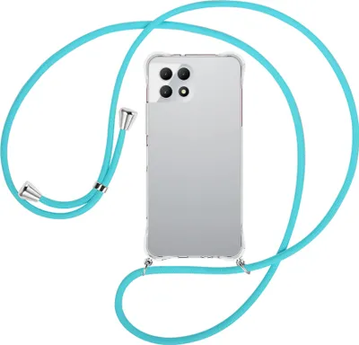 Produktbild von Handykette Backcover-Schutzhülle mit Band (Metall silberfarben) für T-Mobile REVVL 7 5G / T Phone 2 5G - türkis