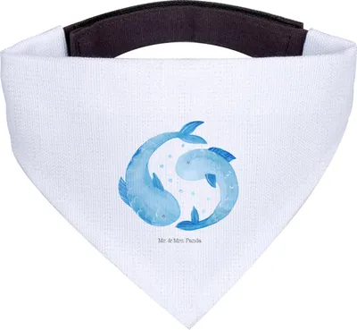 Produktbild von Mr. & Mrs. Panda Halstuch Sternzeichen Fische - Weiß - Geschenk, Bandana für Hunde, Geburtstag Februar, März, Fisch, Sternbild, Hund, Hundehalstuch, Tuch