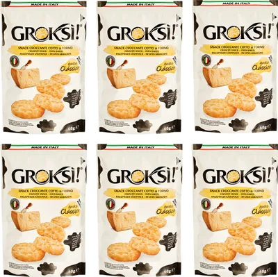 Produktbild von GROKSi! Classico 6x 60g glutenfrei ohne Kohlenhydrate Snack aus Italien Käse Parmesan Cracker Protein Italienischer Hartkäse | insgesamt 360 g
