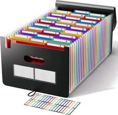 Image de oCreon Porte-documents A4 avec 26 compartiments - Porte-documents accordéon extensible avec onglets couleur A-Z - Organisateur de documents