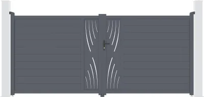 Produktbild von Flügeltor 4m VELETA H.180cm + Gartentür 1m VELETA H.180cm aluminium grau
