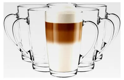 Produktbild von Krosno Latte Macchiato Gläser 6er Set - Teegläser mit Henkel für Kaffee, Glühwein und Eiskaffee - 6x 400 ml