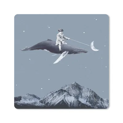 Produktbild von MuchoWow® Mauspad Mousepad Weltraum - Junge - Mond - Wal 30x30 cm - Mousepads - Maus Mat - Pad - Mausunterlage - Gaming