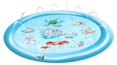 Productafbeelding van Creatieve waterspeelmat voor kinderen, diameter 100 cm, met spuitmonden, onderwaterdruk, kunststof, blauw