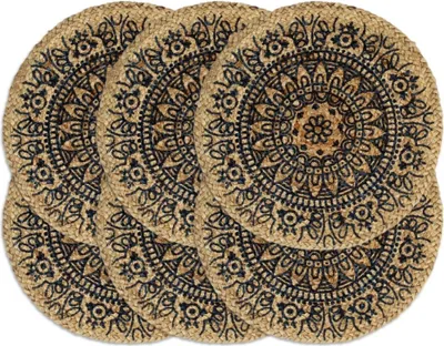 Produktbild von Eleganten-Stil Tischsets 6 Stk. Dunkelblau 38 cm Rund Jute DE90330