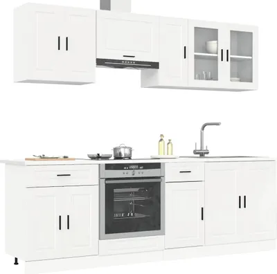 Produktbild von Hochwertig 8-tlg. Küchenschrank-Set Kalmar Hochglanz-Weiß Holzwerkstoff 3314843