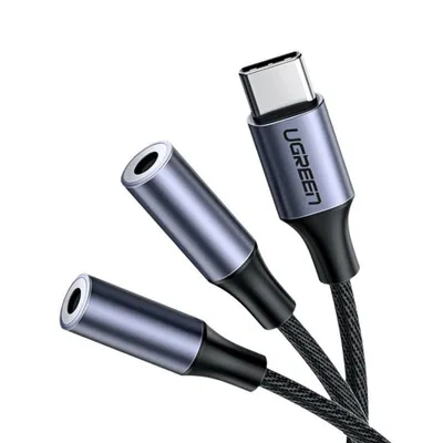 Immagine prodotto di Adattatore Ugreen per cuffie con cavo audio da USB tipo C a 2x mini jack da 3,5 mm