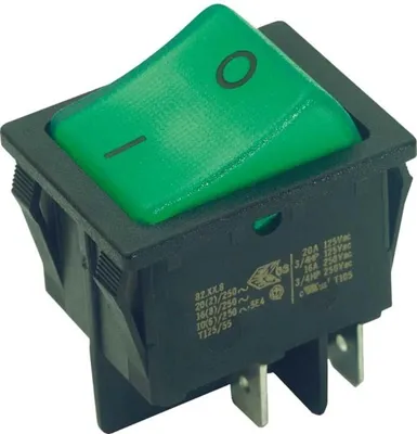 Immagine prodotto di Interruttore a bilanciere BACHMANN serie 3652, interruttore di spegnimento, carico, 2 poli, nero / verde