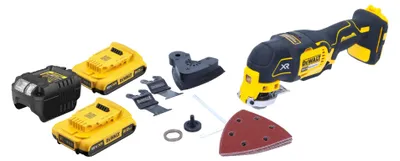 Obrázok produktu pre Akumulátorové oscilačné multifunkčné náradie DeWalt DCS 355 D2 18 V bez kefiek + 2x batéria 2,0 Ah + nabíjačka + príslušenstvo