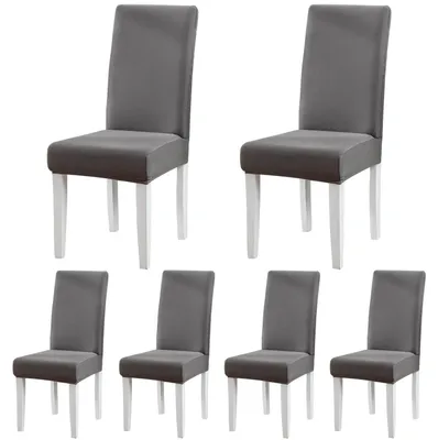 Productafbeelding van Stretchtijkers voor stoelen - 6 stuks - Stoelhoesjes voor de eetkamer - Machinewasbaar - Bescherming tegen krassen - Stoelhoes