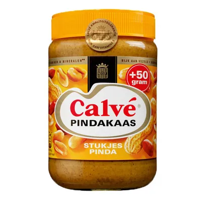 Obrázok produktu pre Calve Arašidové maslo s kúskami arašidov, 650 g, nádoba, hnedá, arašidy