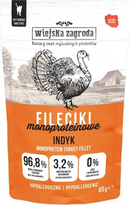 Zdjęcie produktu dla Wiejska Zagroda filety z indyka, mokra karma dla kotów, 85 g