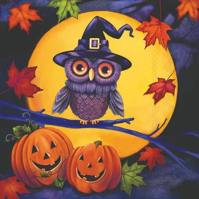 Image de Serviettes 33x33 cm - Halloween owl