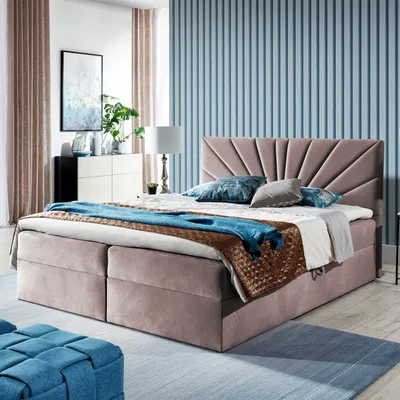 Produktbild von Boxspringbett Doppelbett TEO 2  - 180x200cm Bett mit Bonellmatratze, mit Bettkasten f r Bettw sche und Topper.  (Altrosa)