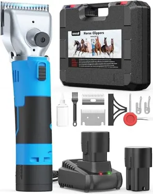 Produktbild von Anisall Schafschere 2 Batterien professionelle Pferdschneider dicke und verfilzte Haare, drahtlose Clippers Pferde 2400 U/min/min leistungsfähigem Mot