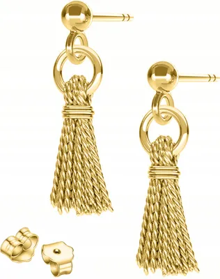 Produktbild von Gold Quaste Ohrringe String Fransen String Quaste SILBER 925