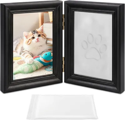 Produktbild von Bilderrahmen mit Pfotenabdruck, 3D Holz Bilderrahmen, für Hund und Katze