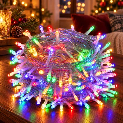 Obrázek produktu pro 50M 400LEDs 8 režimů pohádkové světlo napájení, časovač, paměťová funkce, LED vánoční pohádkové světlo party dekorace světlo vánoční strom zahradní osvětlení, barevné