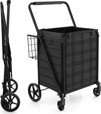Immagine prodotto di Carrello della spesa pieghevole con borsa Oxford rimovibile, nero