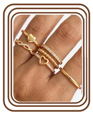 Produktbild von Set aus 6 Damenringen aus Gold mit Zirkonia