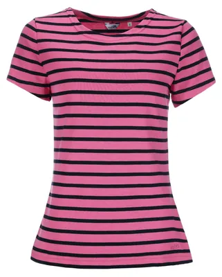 Produktbild von modAS Bretonisches Damenshirt T-Shirt Gestreift mit Rundhalsausschnitt - Ringelshirt Streifenshirt aus Baumwolle in Magnolia-Blau Größe 52