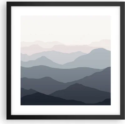 Produktbild von Gerahmtes Poster - Schwarzer Rahmen - Berge Grafiken Buntstift - 40x40 cm - Wand Bild - Wanddeko - Wandbilder - Kunstposter - Wandposter - Bilderrahmen - Bilder - Kunstdruck - P2BAC40x40-4389