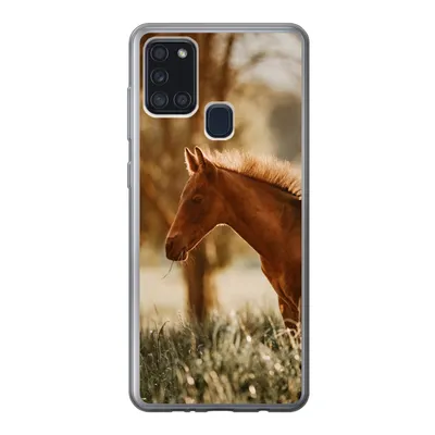 Produktbild von MuchoWow® Handyhülle Schutzhülle Hülle für Samsung Galaxy A21s Pferd - Licht - Wiese Silikon Softcase Handy Hülle - Hartschale