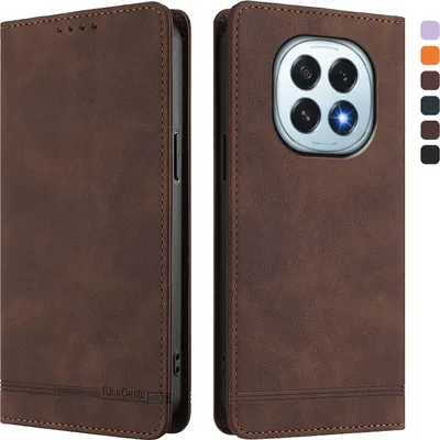 Image de Etui pour Oppo F29, étui rétro en cuirPolyuréthaneavec support et fentes pour cartes de crédit Marron