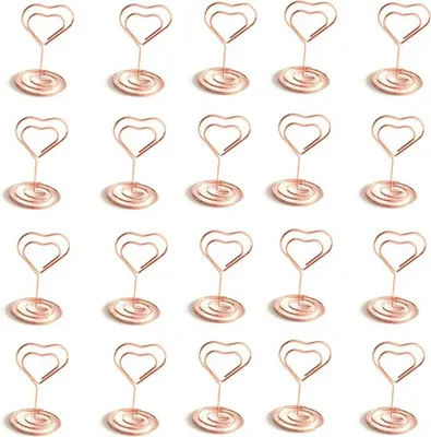 Produktbild von INF Herzförmige Memohalter 45mm - 20er Pack Tischkartenhalter Hochzeit Roségold
