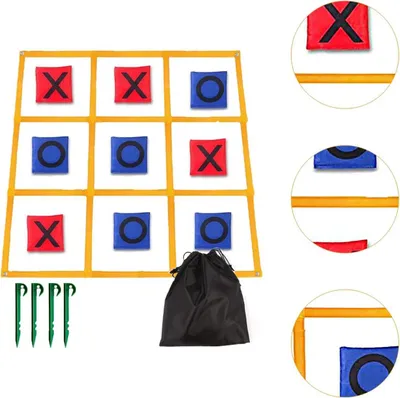 Produktbild von Tic Tac Toe – 4 x 4 Fuß für Garten, Camping, Rasen, tragbar, kein Zusammenbau erforderlich, Outdoor-Sitzsack-Wurfspiel