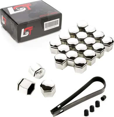 Produktbild von 20x Radschrauben Kappen Set 19mm chromfarben für JAGUAR DAIMLER MAYBACH MERCEDES
