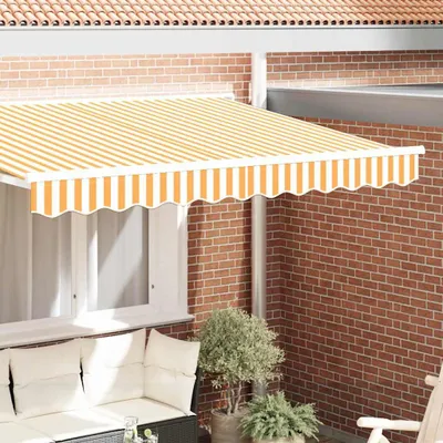 Image de vidaXL Volant de store jaune et blanc 580 x 20 cm en toile